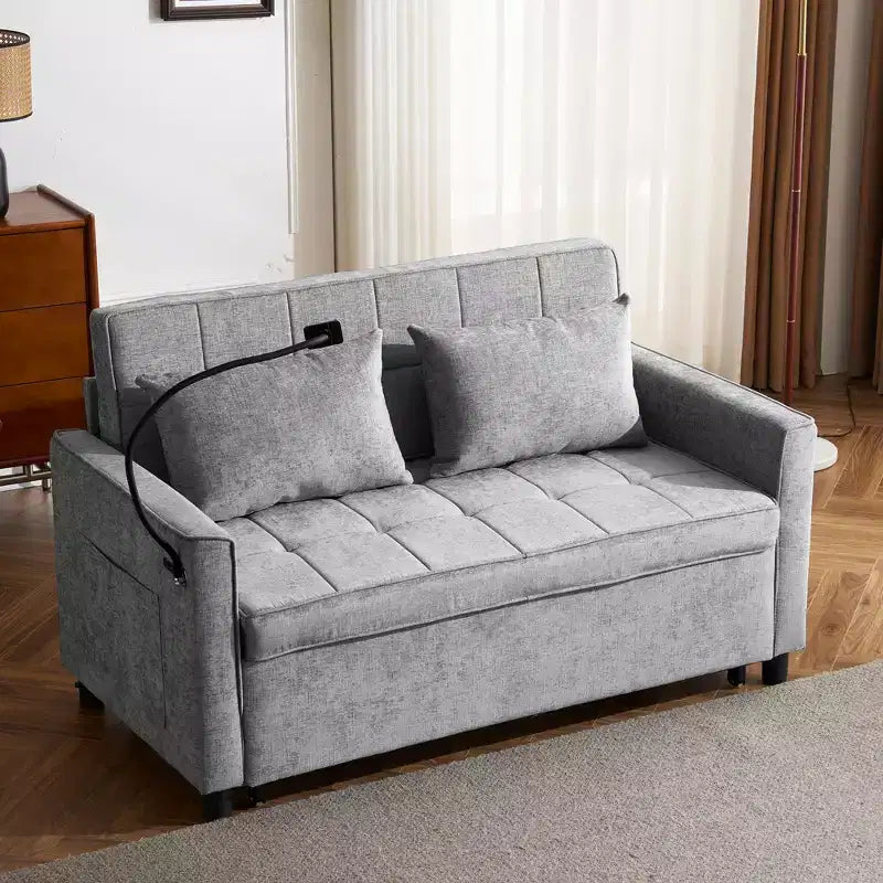 56 Loveseat Sofa & Sleeper Sofa Bed, Reversible Backrest Cushion, Side Pockets, USB Ports and Phone Holder