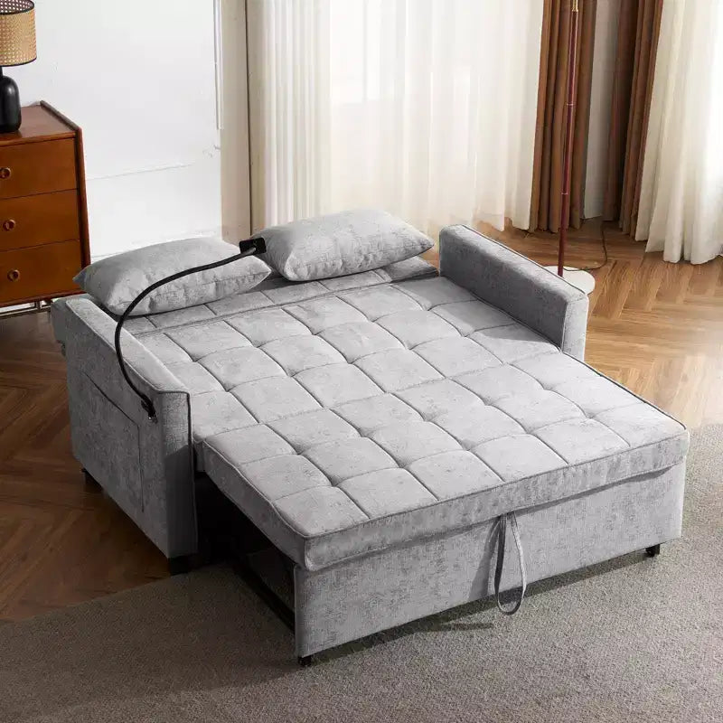 56 Loveseat Sofa & Sleeper Sofa Bed, Reversible Backrest Cushion, Side Pockets, USB Ports and Phone Holder