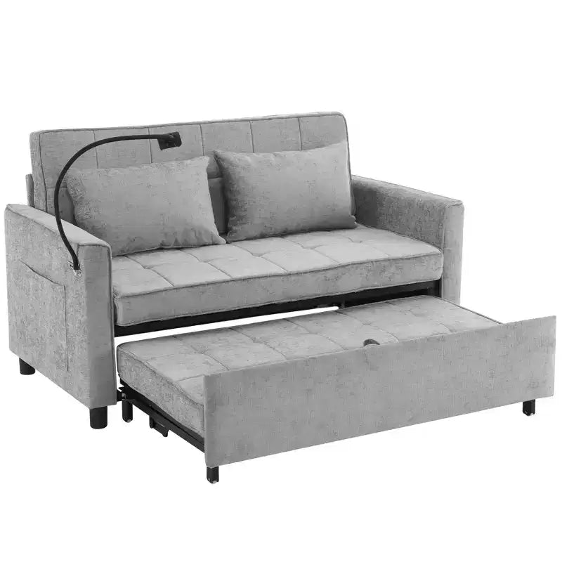 56 Loveseat Sofa & Sleeper Sofa Bed, Reversible Backrest Cushion, Side Pockets, USB Ports and Phone Holder