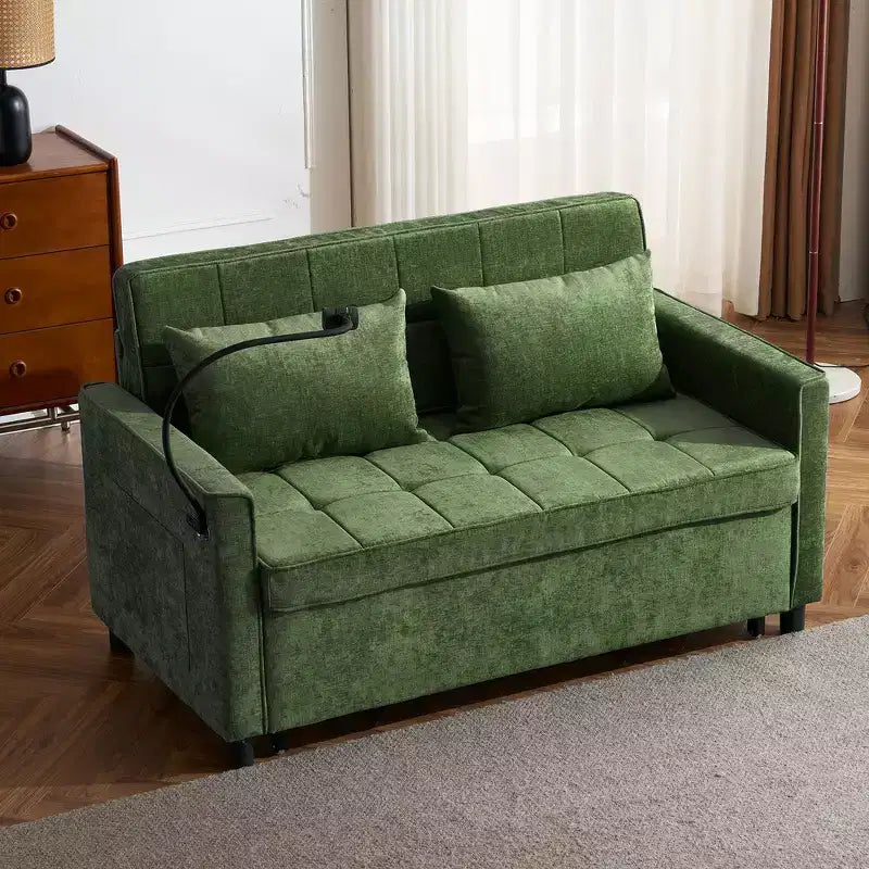 56 Loveseat Sofa & Sleeper Sofa Bed, Reversible Backrest Cushion, Side Pockets, USB Ports and Phone Holder