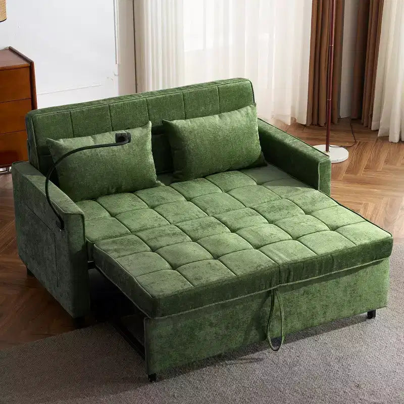 56 Loveseat Sofa & Sleeper Sofa Bed, Reversible Backrest Cushion, Side Pockets, USB Ports and Phone Holder
