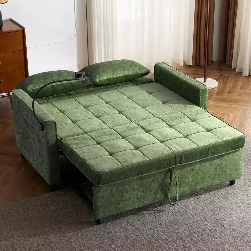56 Loveseat Sofa & Sleeper Sofa Bed, Reversible Backrest Cushion, Side Pockets, USB Ports and Phone Holder