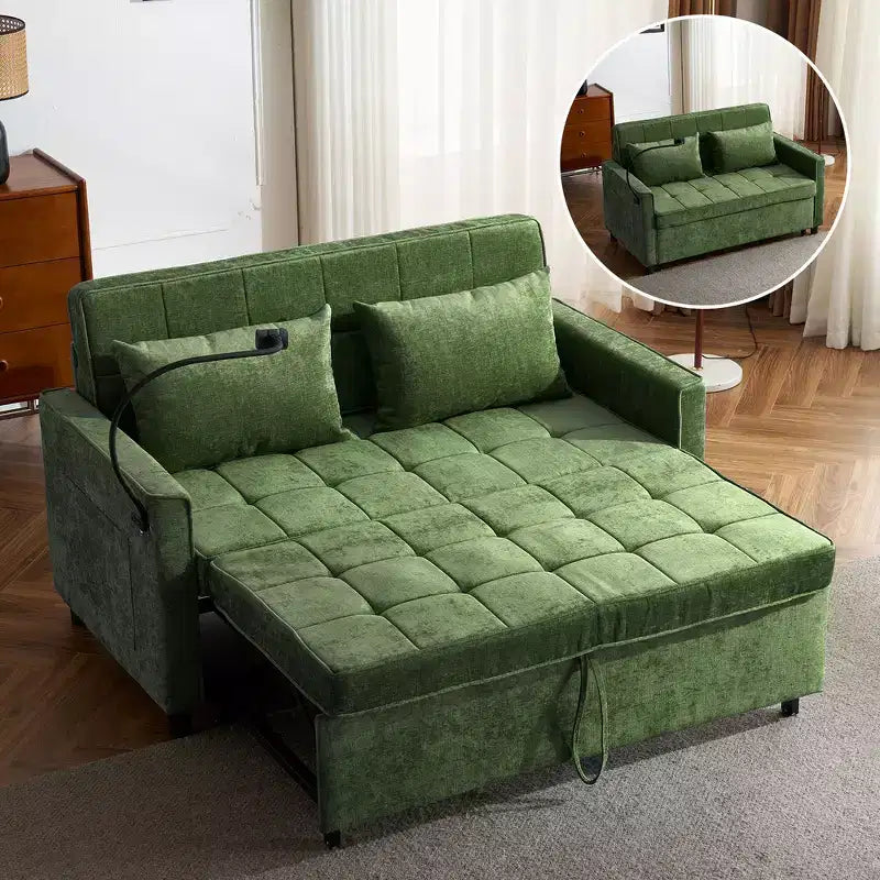 56 Loveseat Sofa & Sleeper Sofa Bed, Reversible Backrest Cushion, Side Pockets, USB Ports and Phone Holder