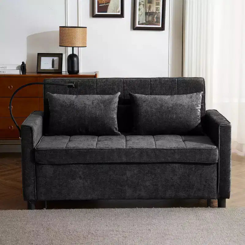 56 Loveseat Sofa & Sleeper Sofa Bed, Reversible Backrest Cushion, Side Pockets, USB Ports and Phone Holder