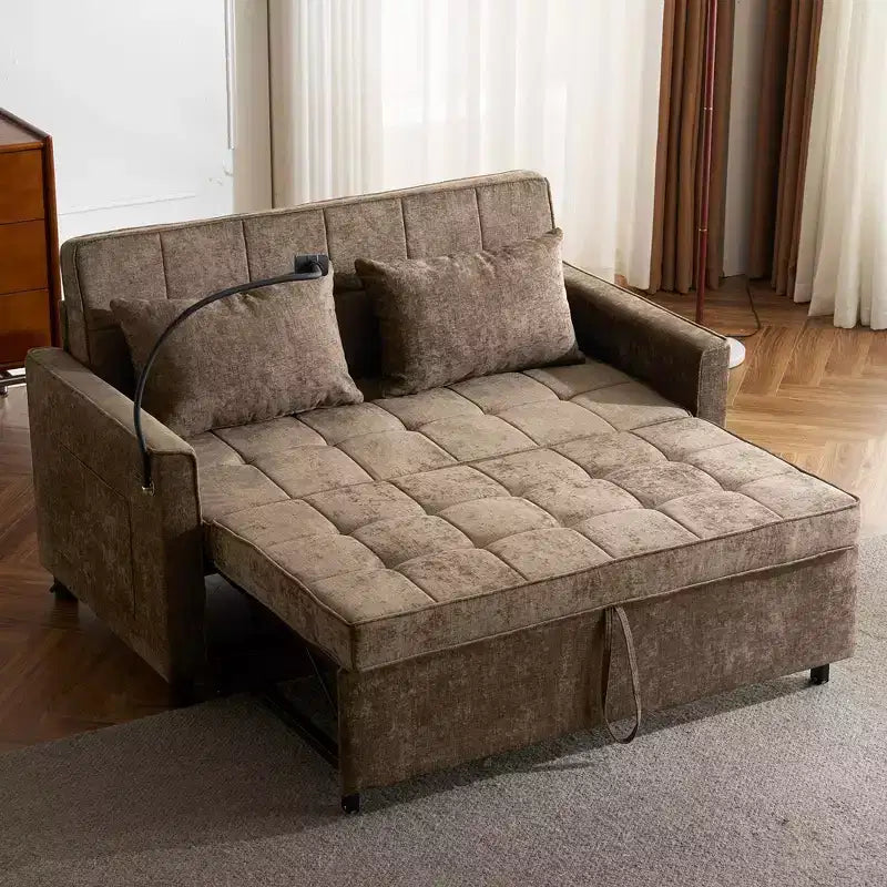 56 Loveseat Sofa & Sleeper Sofa Bed, Reversible Backrest Cushion, Side Pockets, USB Ports and Phone Holder