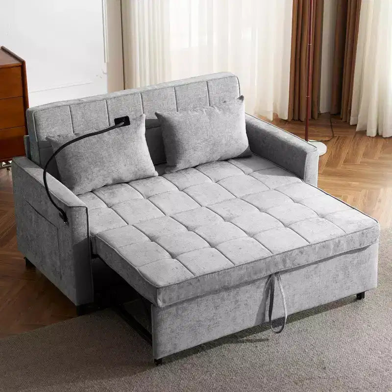 56 Loveseat Sofa & Sleeper Sofa Bed, Reversible Backrest Cushion, Side Pockets, USB Ports and Phone Holder