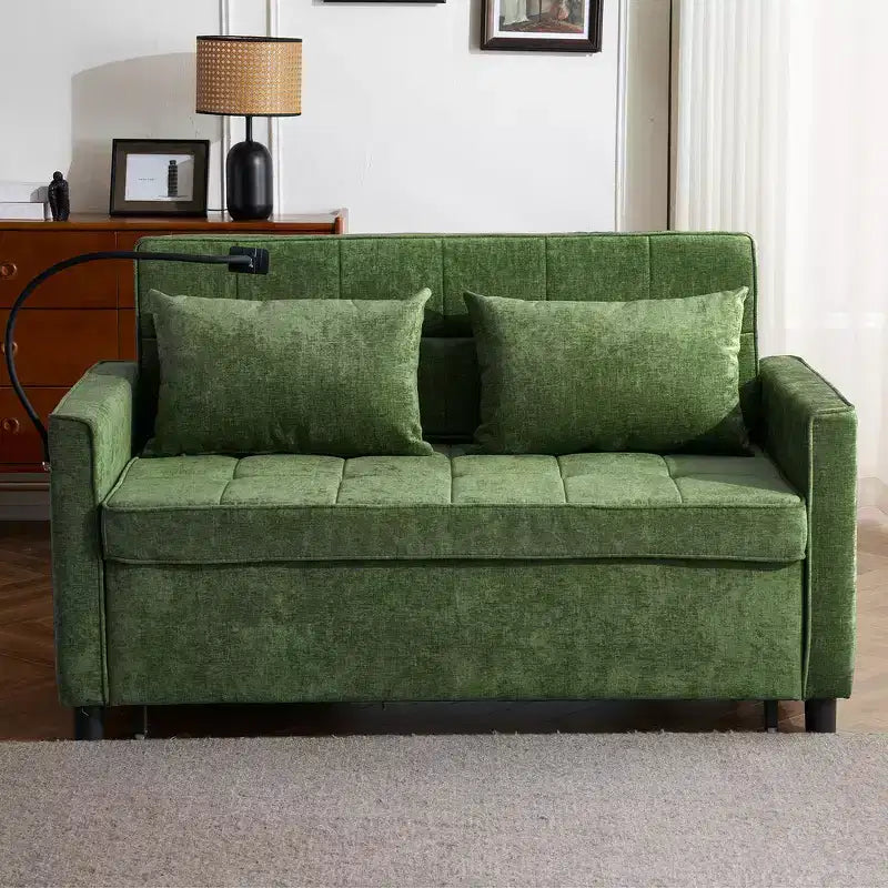 56 Loveseat Sofa & Sleeper Sofa Bed, Reversible Backrest Cushion, Side Pockets, USB Ports and Phone Holder