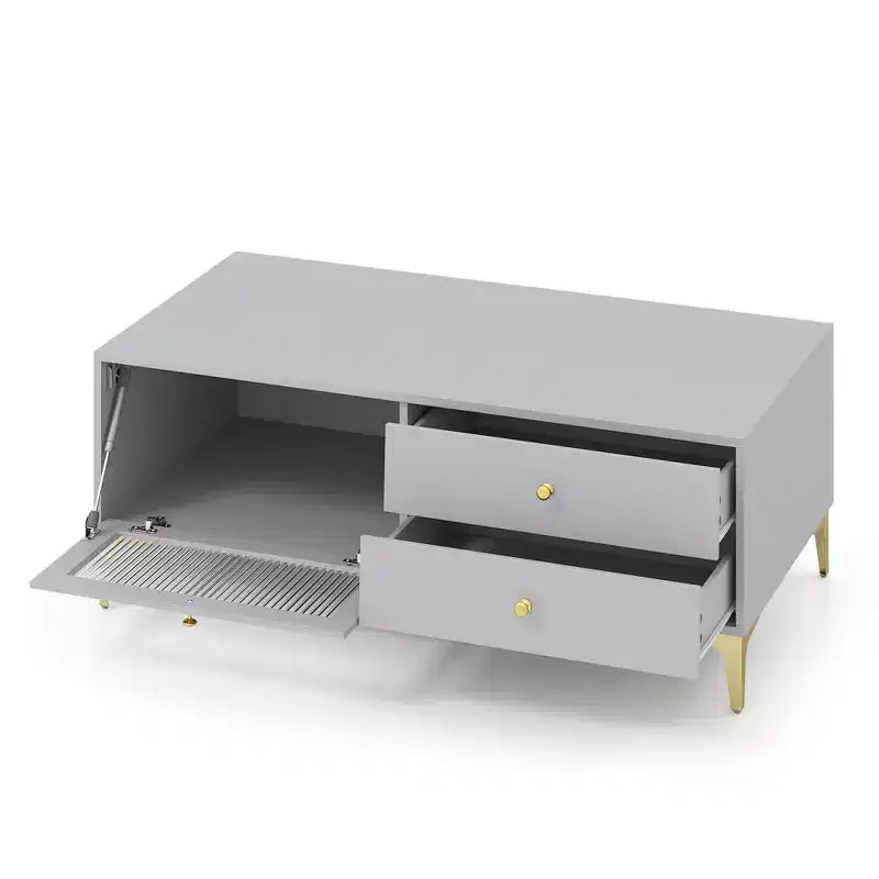 Modern TV Stand for 55 TVs with Drop Down Door Cabinet 2 Storage Drawers Gray