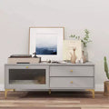 Modern TV Stand for 55 TVs with Drop Down Door Cabinet 2 Storage Drawers Gray