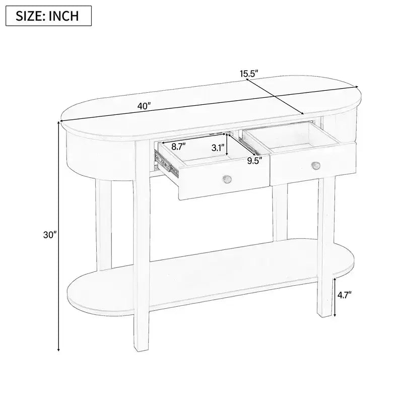 Elegant Retro Console Table with Curved Design and Smooth Glaze for Entryways, Living Rooms and Hallways