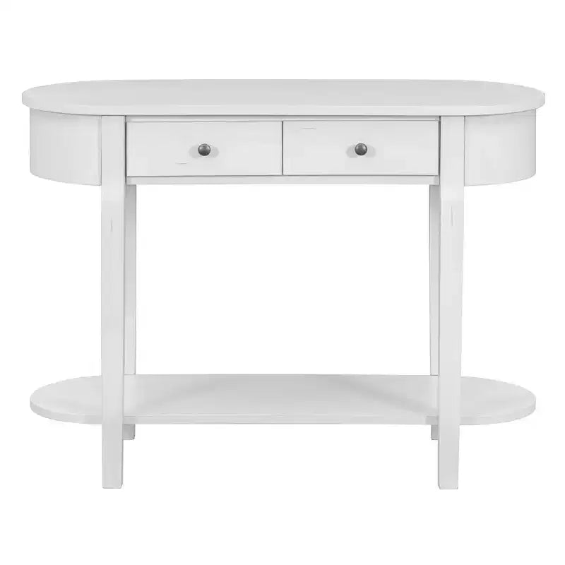 Elegant Retro Console Table with Curved Design and Smooth Glaze for Entryways, Living Rooms and Hallways