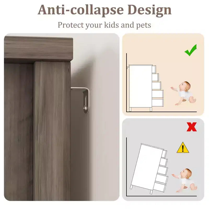 Dresser for Bedroom with 5 Drawers, 48 White Tall Chest of Drawers, Wooden Closet Dresser for Living Room, Hallway, Entryway