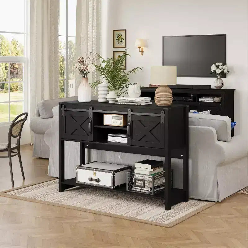 Fireplace TV Stand for 65''+ TV, Entertainment Center with 23 Electric Fireplace with Remote & Sliding Bar Door for Living Room
