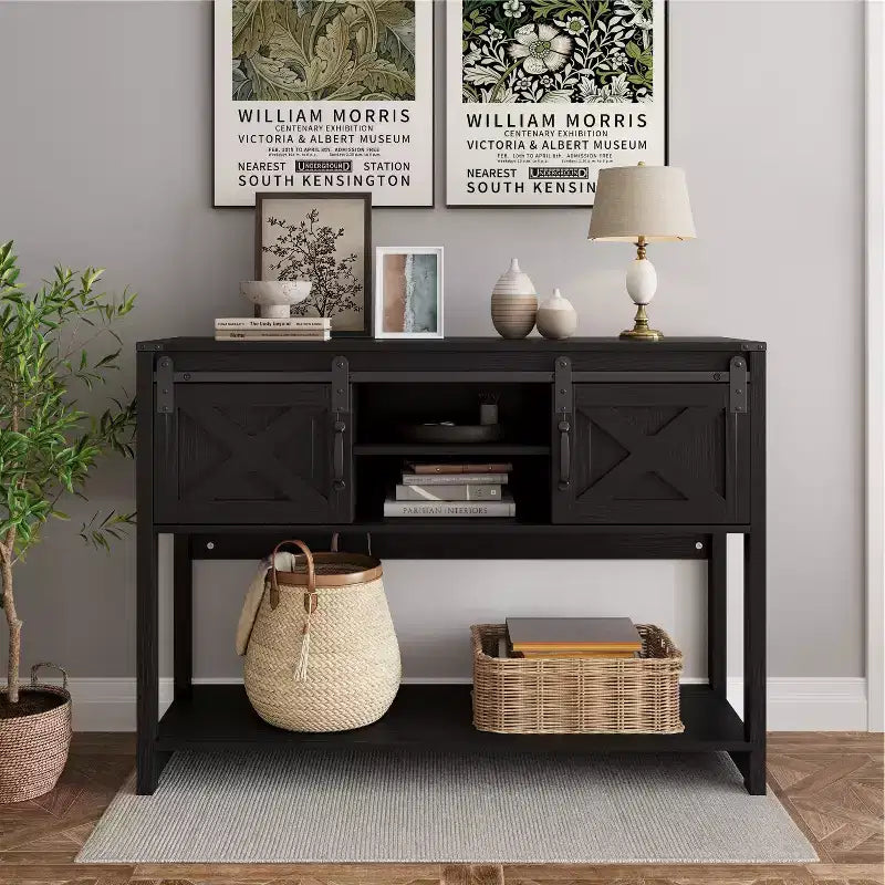 Fireplace TV Stand for 65''+ TV, Entertainment Center with 23 Electric Fireplace with Remote & Sliding Bar Door for Living Room