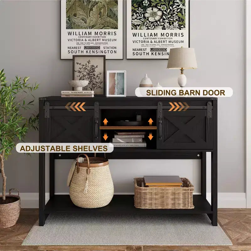 Fireplace TV Stand for 65''+ TV, Entertainment Center with 23 Electric Fireplace with Remote & Sliding Bar Door for Living Room