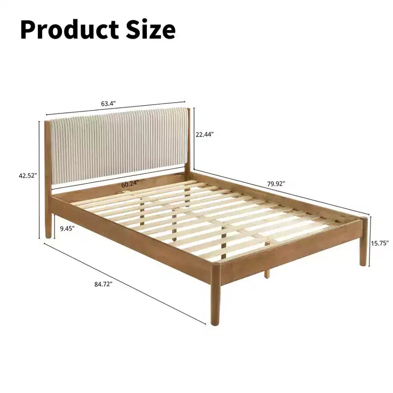 Vichy Rubberwood Platform Bed in Light Walnut