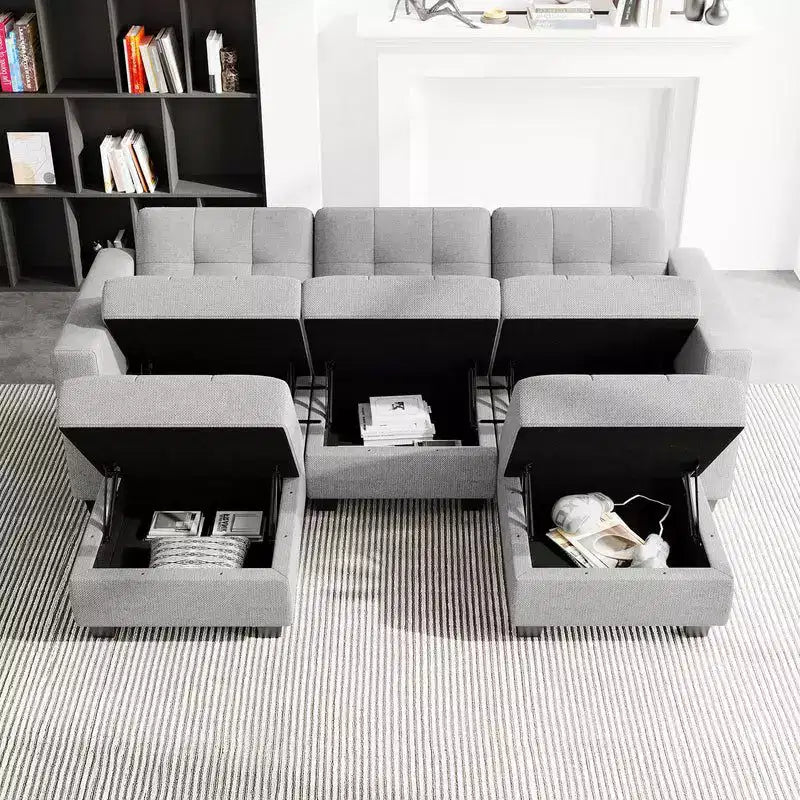 Modular Weave Sofa with Storage Seat (5 Seats + 5 Sides)