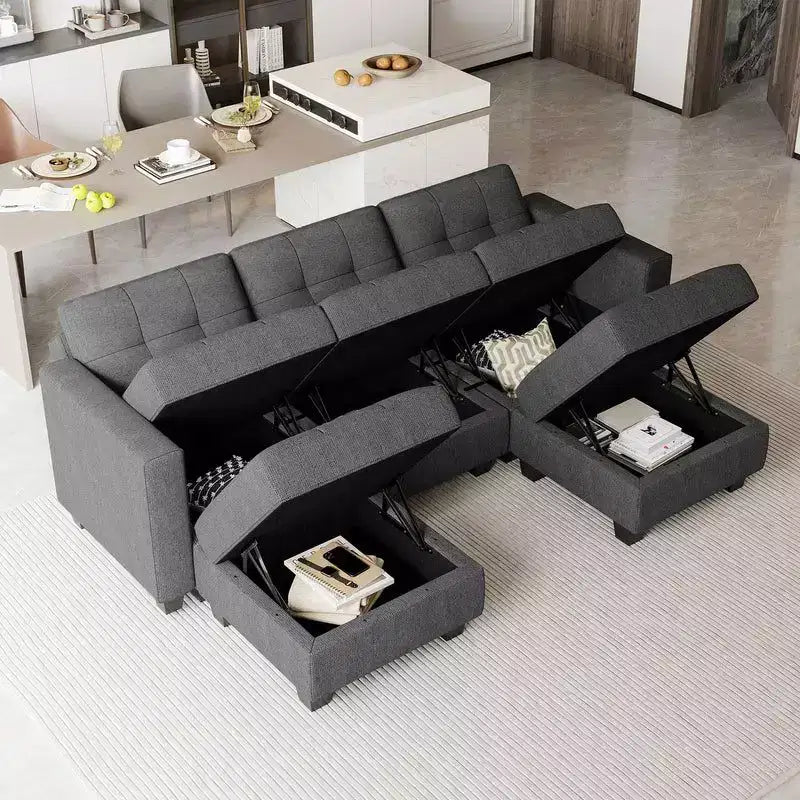 Modular Weave Sofa with Storage Seat (5 Seats + 5 Sides)