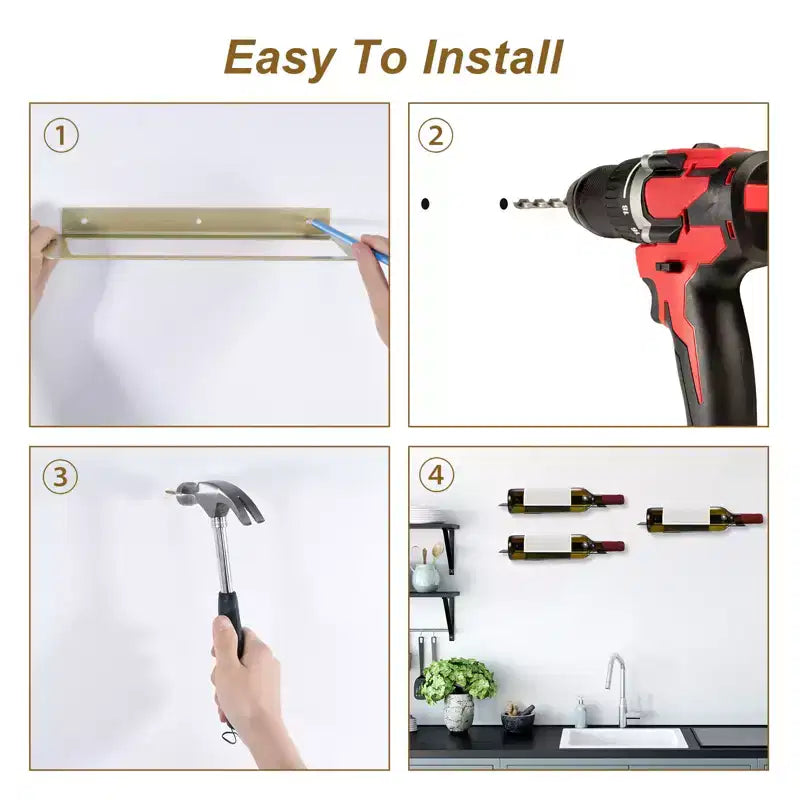 Durable Iron Rustless Solid and Sturdy Wall-Mounted Wine Rack
