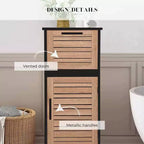 Mobiletto compatto da bagno con cassetto e anta ventilata, nero e marrone