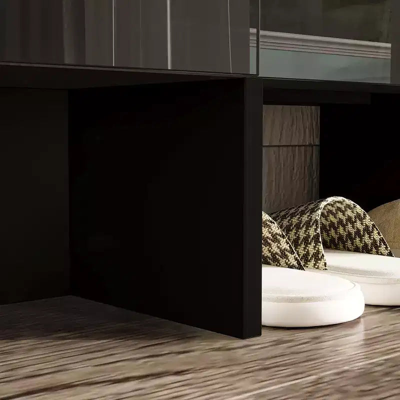 Gloss Dresser with Marble Accents 6 Drawers Storage Cabinet for Bedroom, Living Room, and Kitchen
