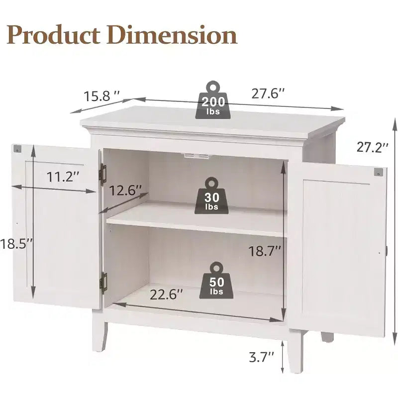 Storage Cabinet, Kitchen Sideboard Cabinet with Rattan Decor Doors, Accent Buffet Cabinet with Adjustable Storage Shelf