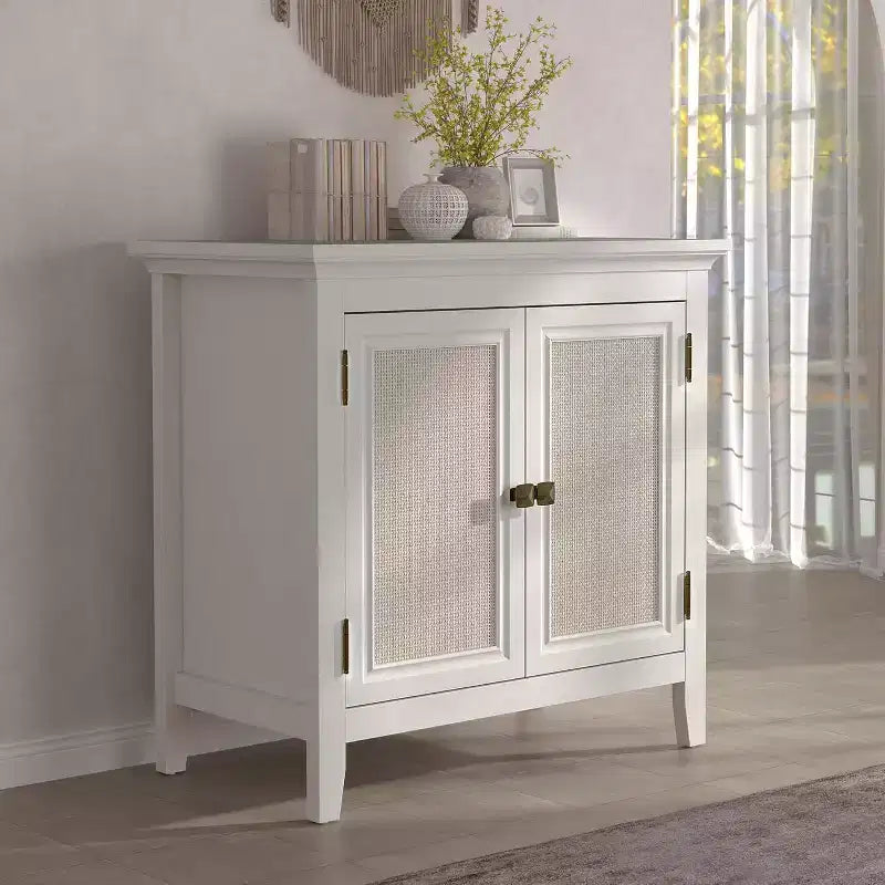 Storage Cabinet, Kitchen Sideboard Cabinet with Rattan Decor Doors, Accent Buffet Cabinet with Adjustable Storage Shelf