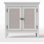 Aufbewahrungsschrank, Küchen-Sideboard mit Türen in Rattanoptik, dekorativer Buffetschrank mit verstellbarem Einlegeboden