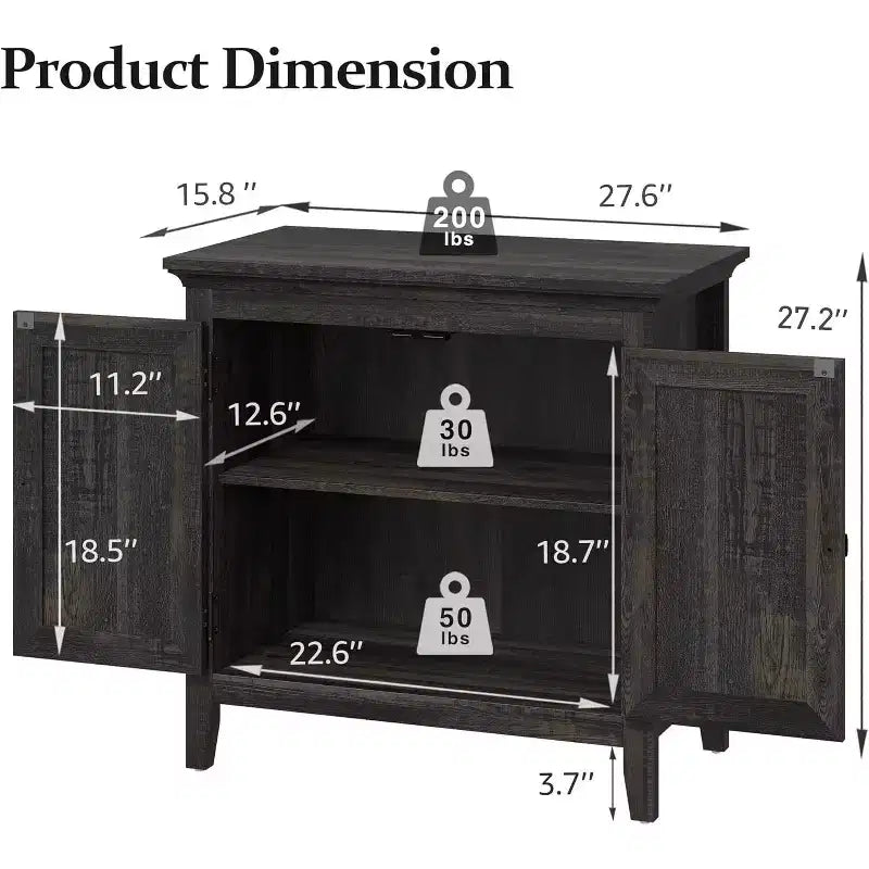 Storage Cabinet, Kitchen Sideboard Cabinet with Rattan Decor Doors, Accent Buffet Cabinet with Adjustable Storage Shelf