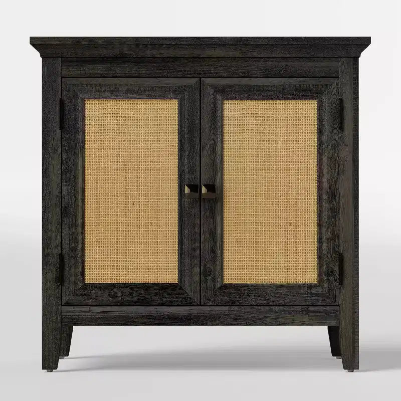 Storage Cabinet, Kitchen Sideboard Cabinet with Rattan Decor Doors, Accent Buffet Cabinet with Adjustable Storage Shelf