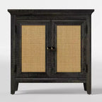 Aufbewahrungsschrank, Küchen-Sideboard mit Türen in Rattanoptik, dekorativer Buffetschrank mit verstellbarem Einlegeboden