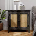 Storage Cabinet, Kitchen Sideboard Cabinet with Rattan Decor Doors, Accent Buffet Cabinet with Adjustable Storage Shelf
