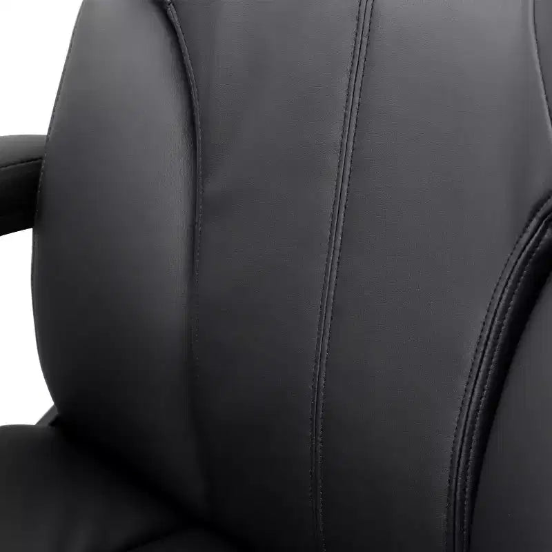High Back Adjustable Faux Leather Office Chair in Black and Black Base