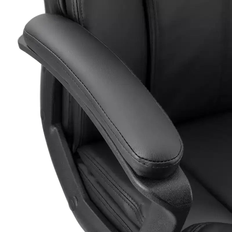 High Back Adjustable Faux Leather Office Chair in Black and Black Base