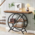 4-Tier Console Table, 39.37-Inch Entryway Table with Storage Shelves, Sofa Table with Geometric Metal Frame