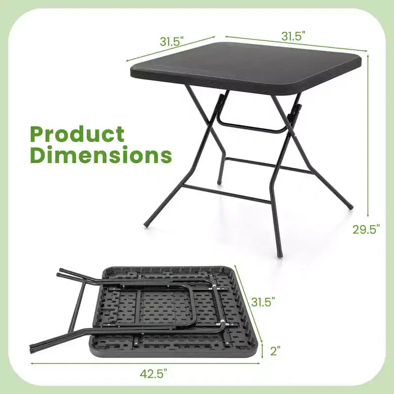 31.5 Square Folding Table Indoor Outdoor Foldable Plastic Table