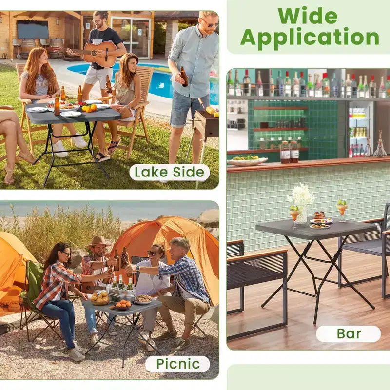 31.5 Square Folding Table Indoor Outdoor Foldable Plastic Table