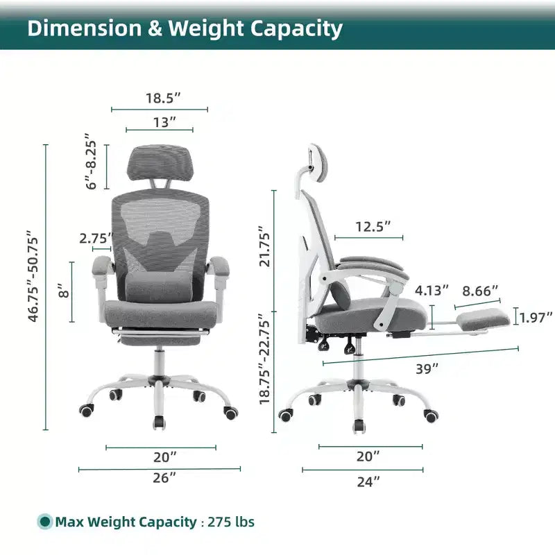 Swivel Office Chair with Retractable Footrest, Lumbar Support Pillow, and Padded Armrests for Ergonomic Comfort
