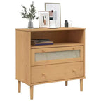 Ladekast met rotanlook, bruin, 31.5x15.7x31.5, massief grenenhout