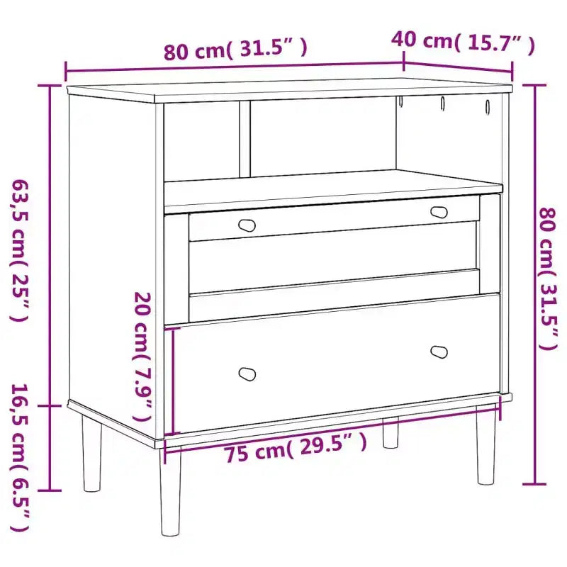 Dresser Rattan Look Brown 31.5x15.7x31.5 Solid Wood Pine