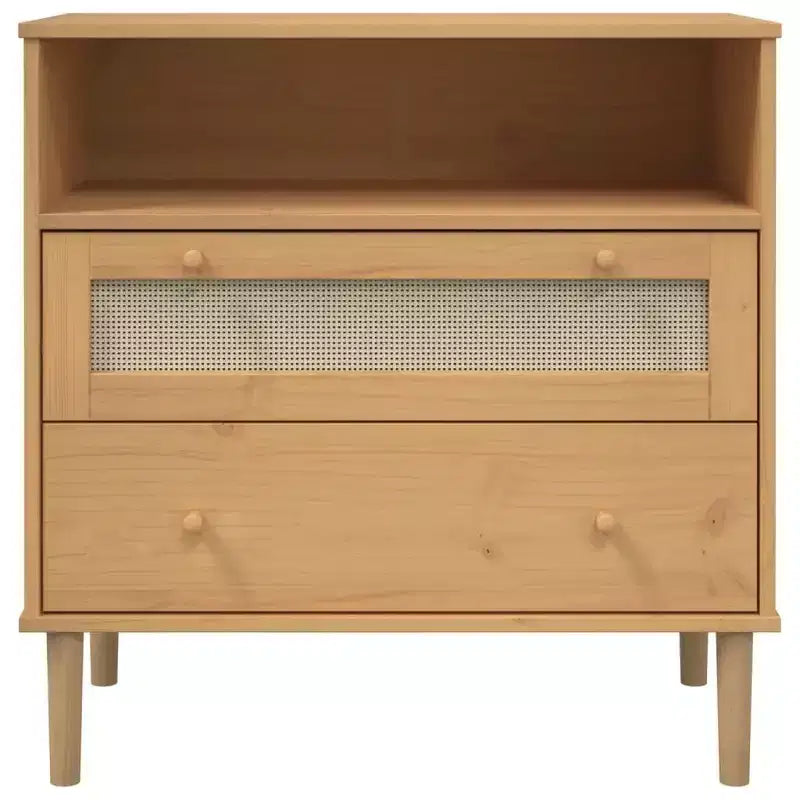 Dresser Rattan Look Brown 31.5x15.7x31.5 Solid Wood Pine