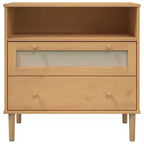 Ladekast met rotanlook, bruin, 31.5x15.7x31.5, massief grenenhout