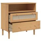 Ladekast met rotanlook, bruin, 31.5x15.7x31.5, massief grenenhout