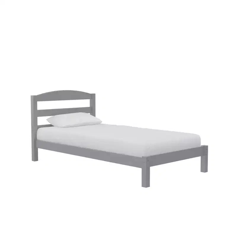 Wooden Platform Bed with Headboard, Twin, Gray