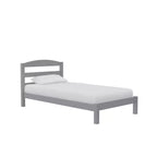 Letto a piattaforma in legno con testiera, una piazza, grigio