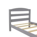 Letto a piattaforma in legno con testiera, una piazza, grigio