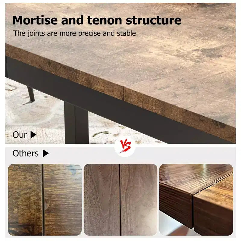 71 Inch Industrial Dining Table, Large Rectangle Kitchen Table with Metal Legs, Round Corners, Wooden Conference Tables Writing Desk for Dining Room
