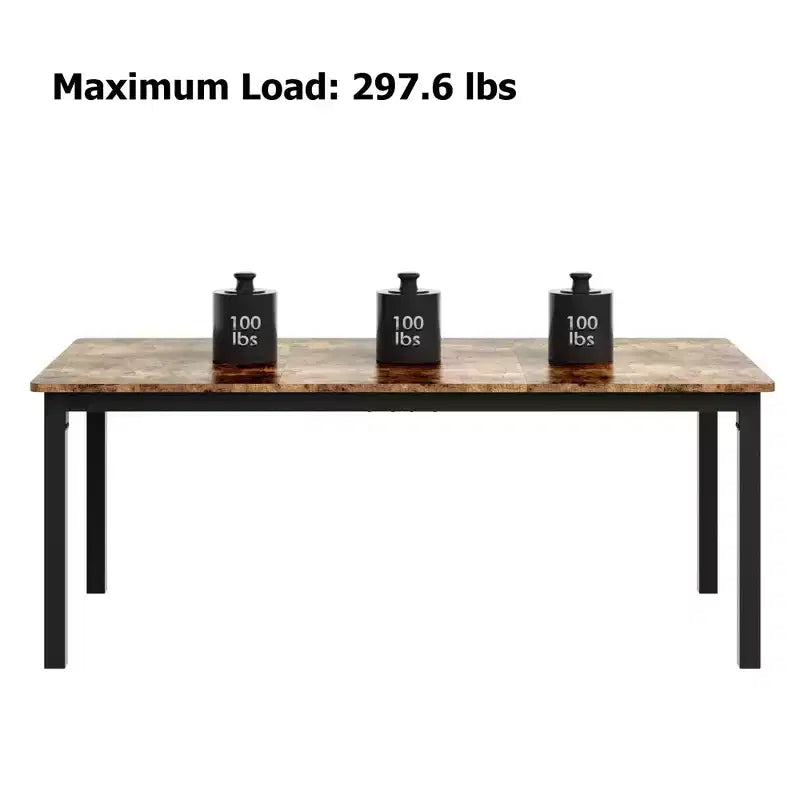 71 Inch Industrial Dining Table, Large Rectangle Kitchen Table with Metal Legs, Round Corners, Wooden Conference Tables Writing Desk for Dining Room