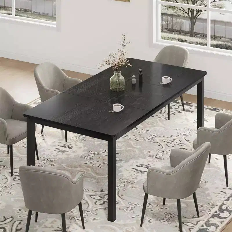 71 Inch Industrial Dining Table, Large Rectangle Kitchen Table with Metal Legs, Round Corners, Wooden Conference Tables Writing Desk for Dining Room
