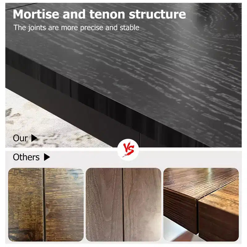71 Inch Industrial Dining Table, Large Rectangle Kitchen Table with Metal Legs, Round Corners, Wooden Conference Tables Writing Desk for Dining Room